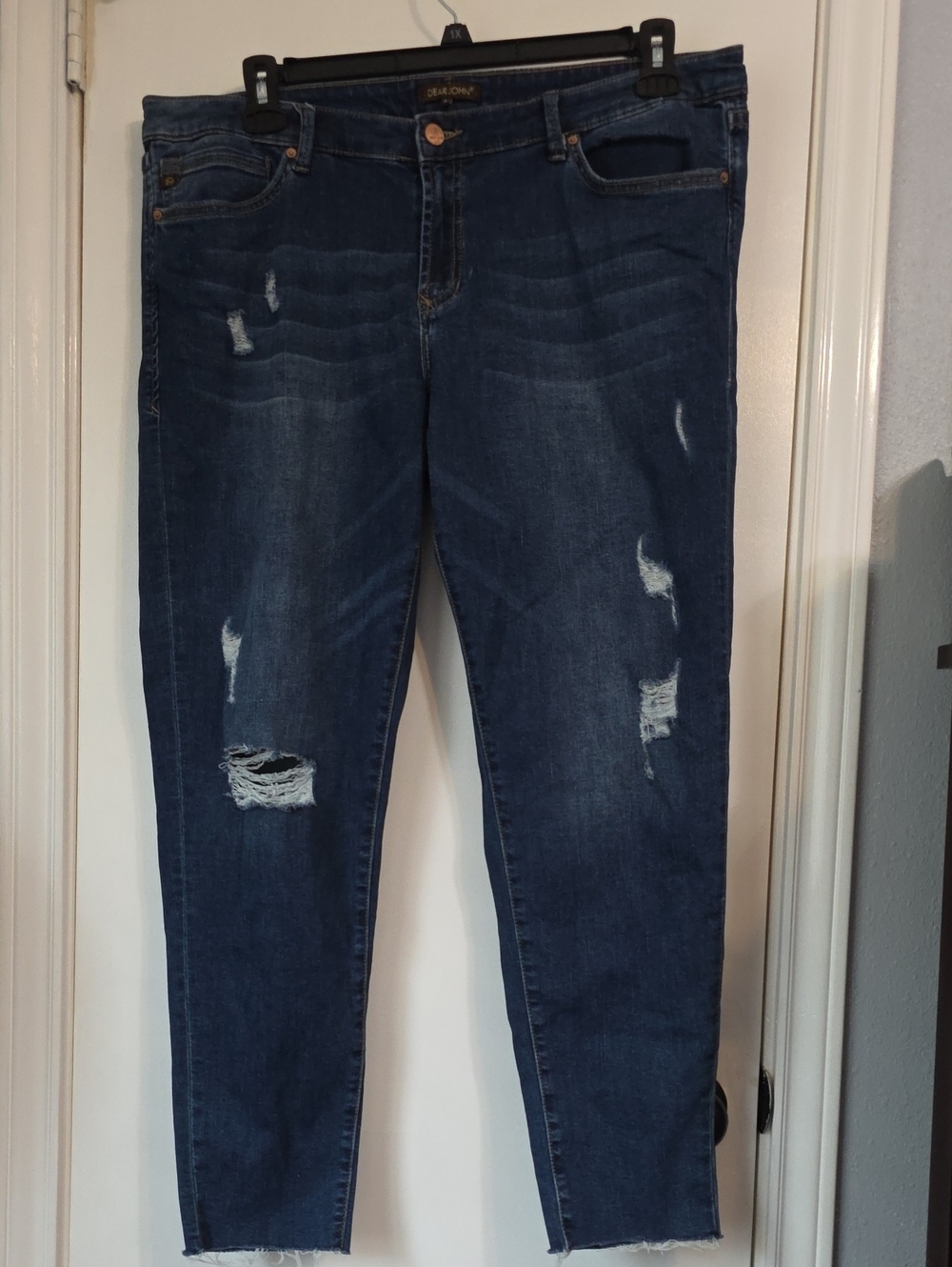 Dear John Dark Blue Distressed Skinny Jeans Sz 33